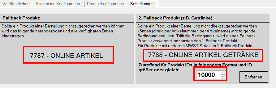 Reiter Bestellungen mit ausgewähltem Fallback Produkt, zweitem Fallback Produkt und der Grenze 10000.